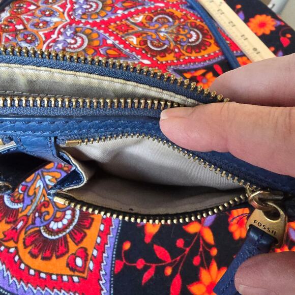 Fossil Blue Leather Cross-Body Bag - Picture 8 of 10